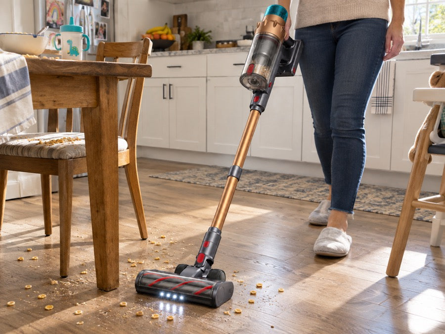 Airvac V18 in der Küche nach dem Frühstück